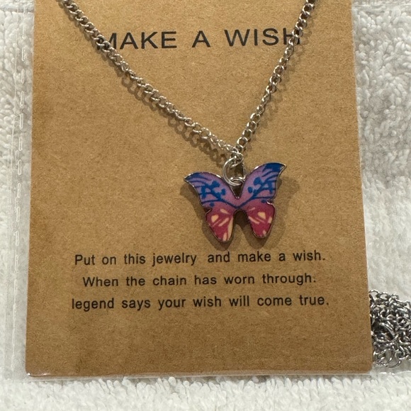 Whimsical, Cute Make A Wish Butterfly Necklace - Picture 1 of 3